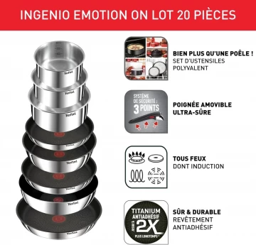 Batterie De Cuisine Tefal Ingenio Emotion 20 Pieces