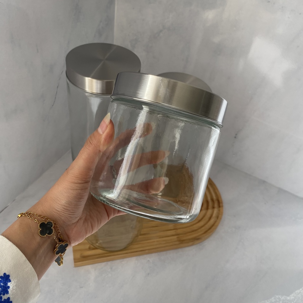 Bocal En Verre  700 Ml + Couvercle En Acier Inoxydable