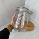 Bocal En Verre Rond  1000 Ml + Couvercle En Verre