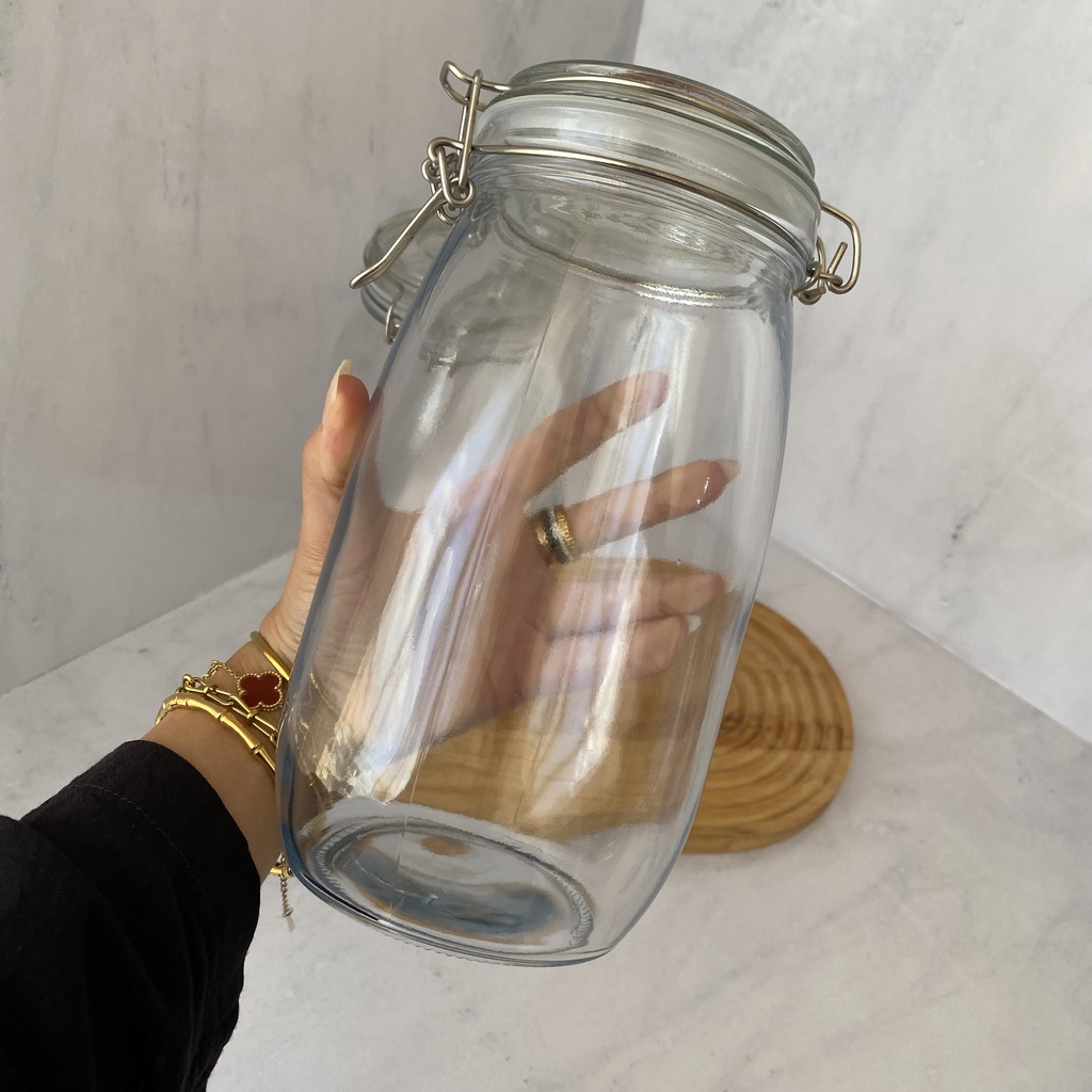 Bocal en verre rond 1500 ml + couver en verre
