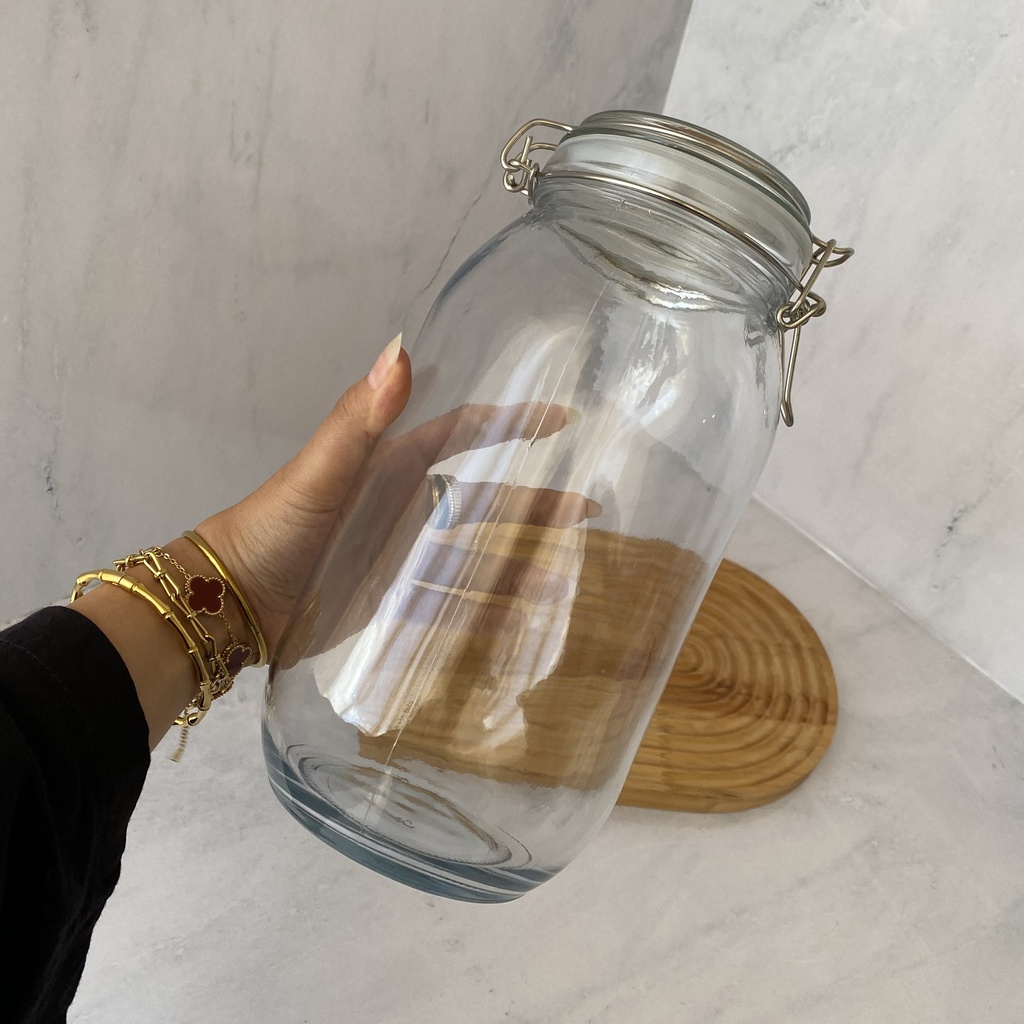 Bocal En Verre Rond 2000 Ml + Couvercle En Verre