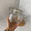 Bocal en verre carré 500 ml + couver en verre
