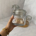 Bocal en verre carré 750 ml + couver en verre