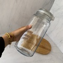 Bocal En Verre Carré 2000 Ml + Couvercle En Verre