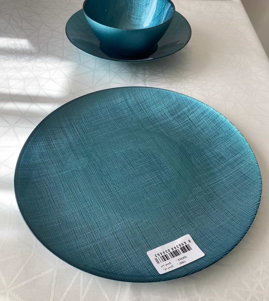 Textile Assiette Plate Metalic Blue 28Cm