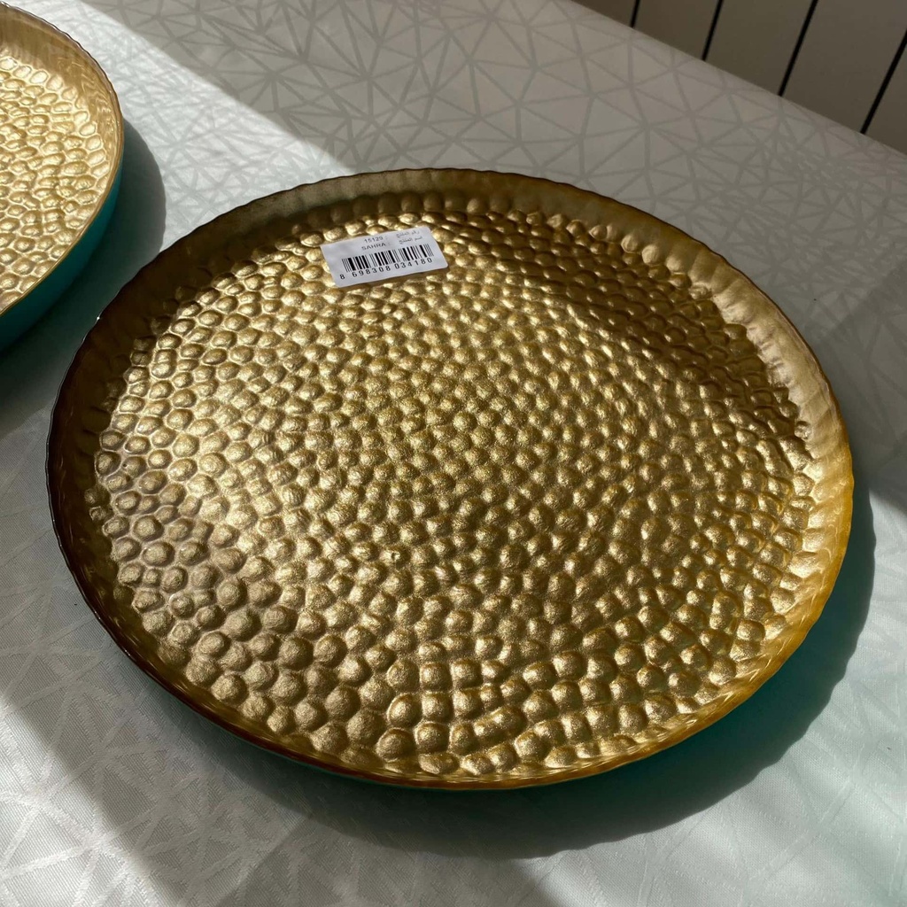 Sahra Assiette Turquoise 28Cm INSIDE GOLD 