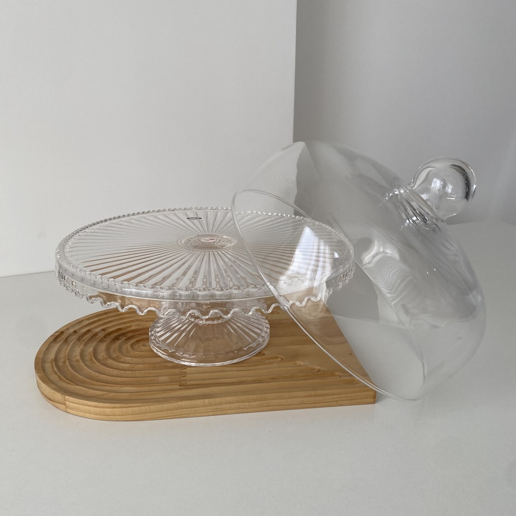 Damla Assiette A Gateau Ronde Avec Couvercle 28 x 27,5