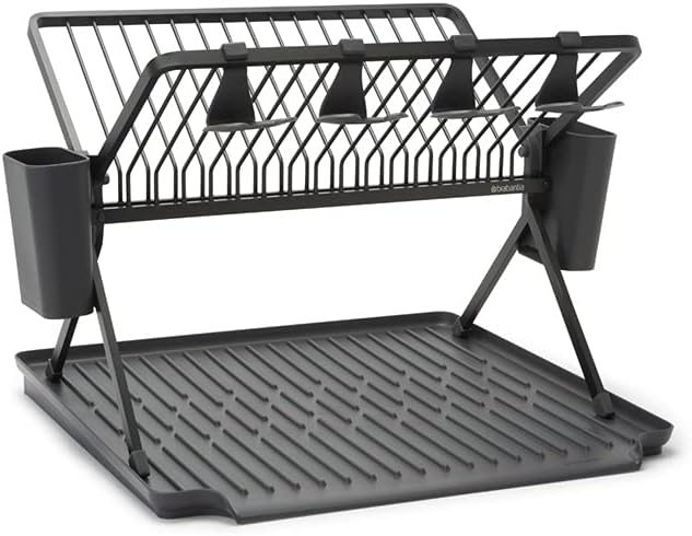 Sinkside Egouttoir A Vaisselle Pliable Large Gris Fonce