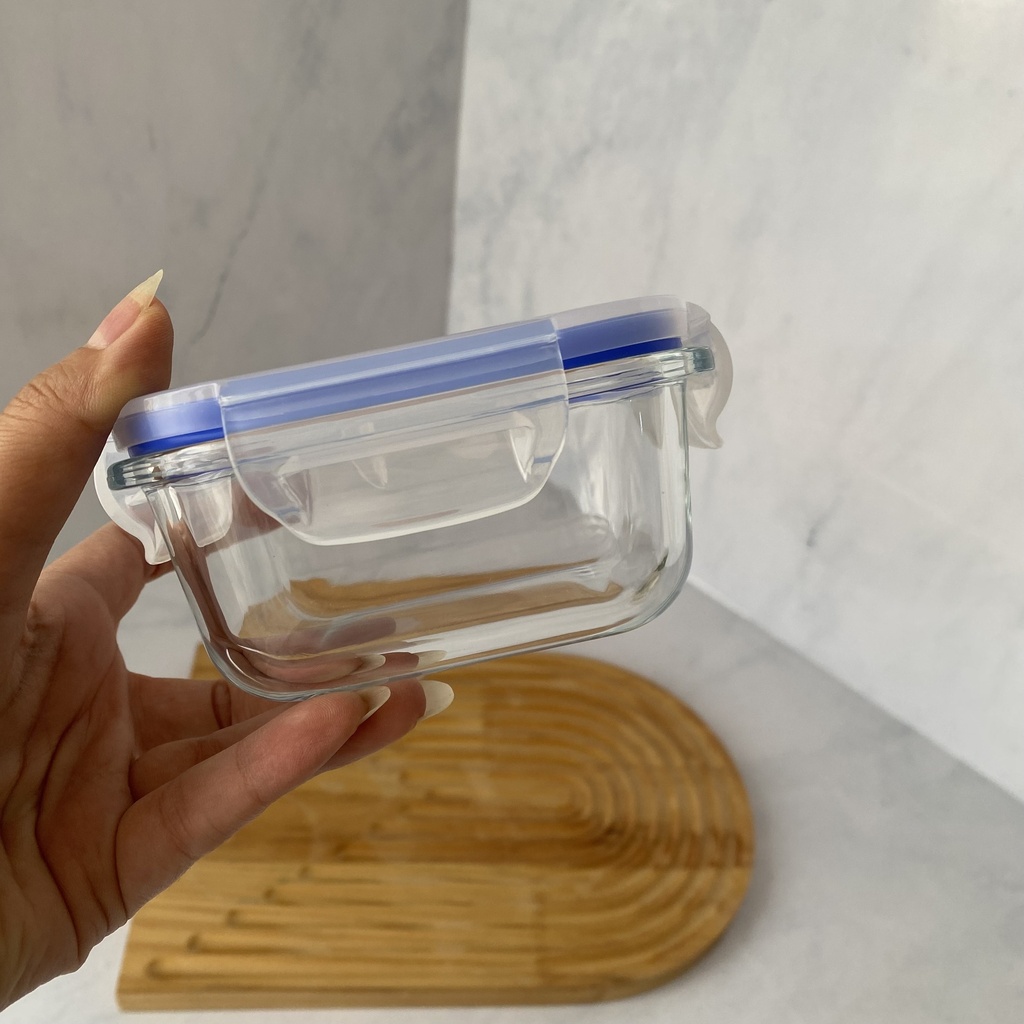 Boite De Conservation En Verre Carré 320 Ml + Couvercle