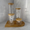 Bocal en verre rond 450ml avec couvercle en bambou