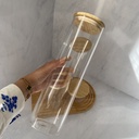 Bocal en verre rond 2L avec couvercle en bambou