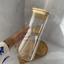 Bocal en verre carre 2L avec couvercle en bambou