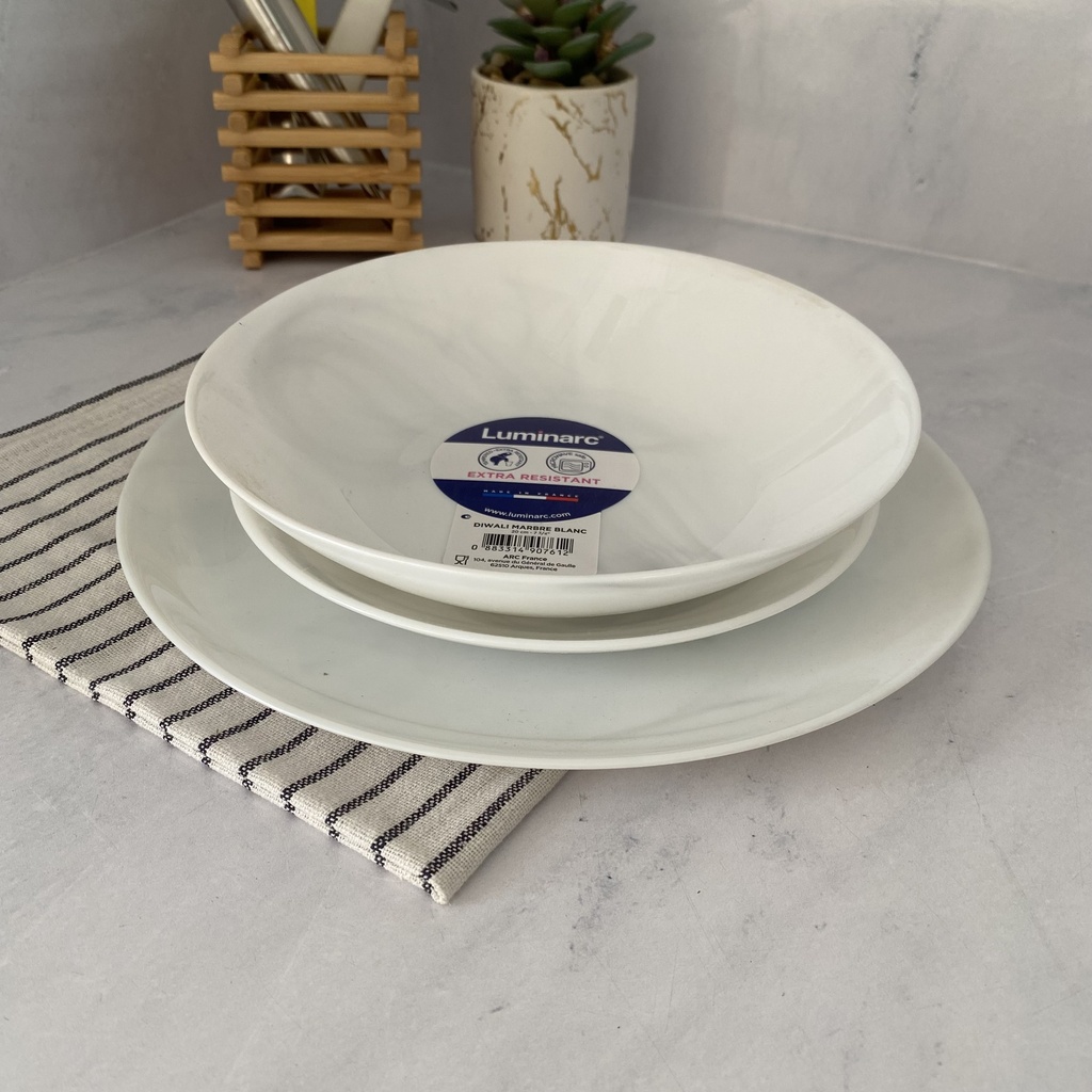 Diwali Blanc Marbre Assiette Plate 25  Cm