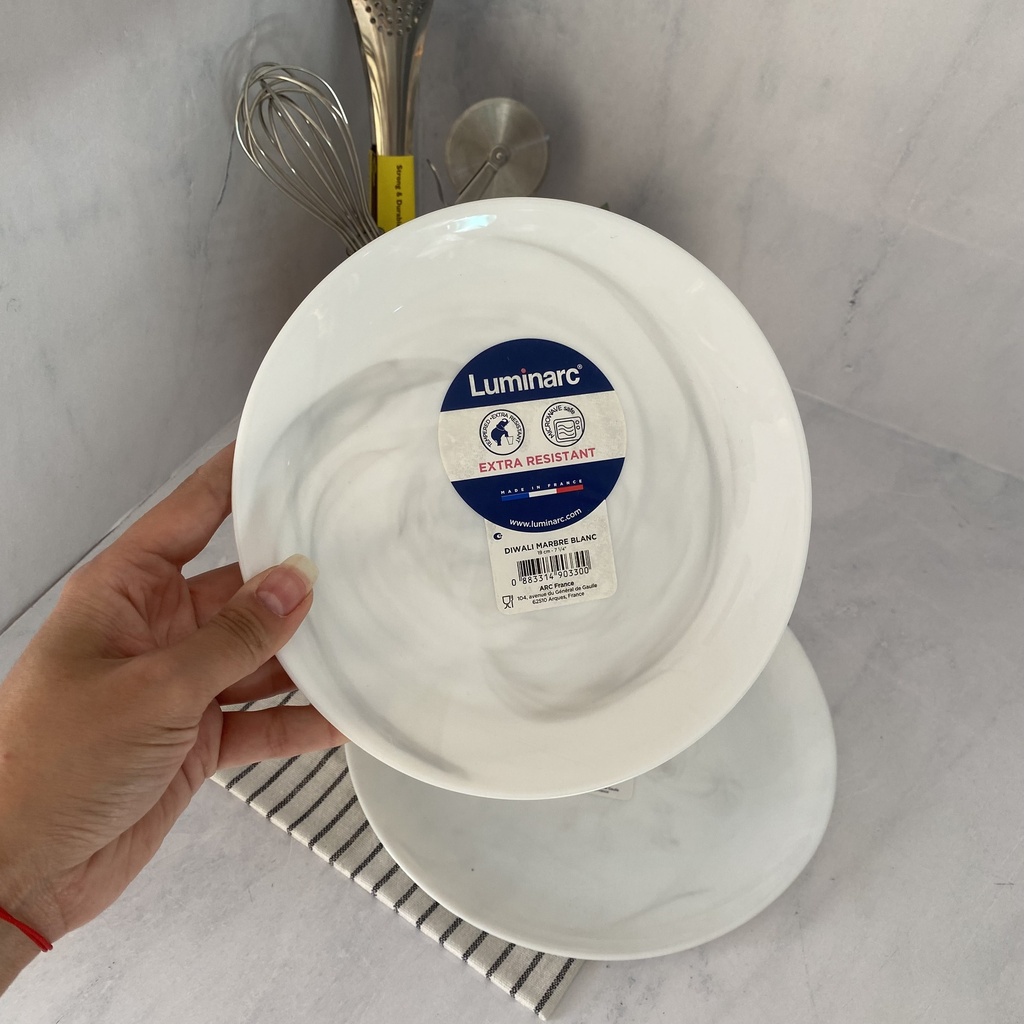 Diwali Blanc Marbre Assiette Dessert 19  Cm