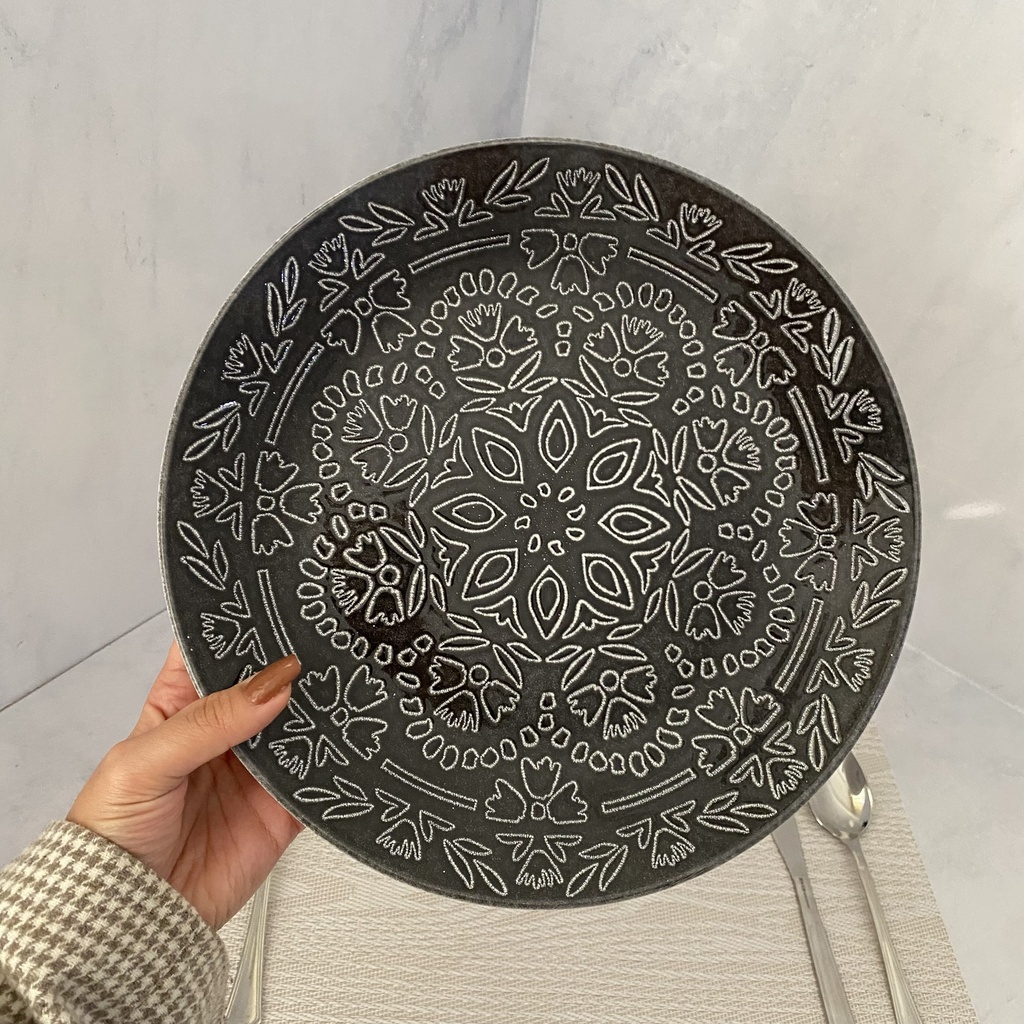 Assiette Plate Grise Midnight