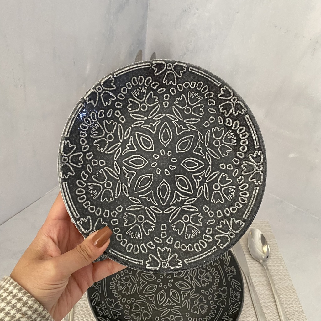 Assiette A Dessert Grise Midnight