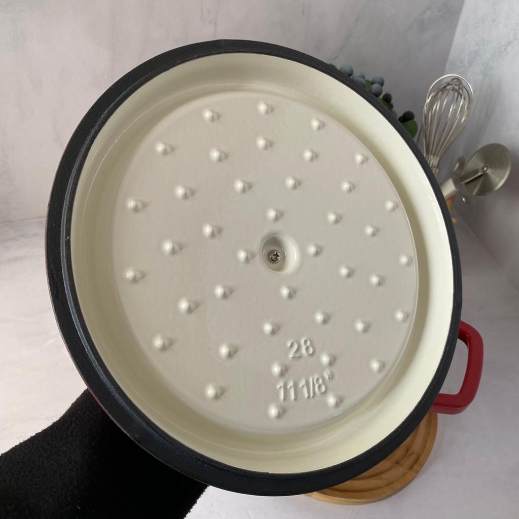 Cocotte Ronde En Fonte 28Cm Rouge