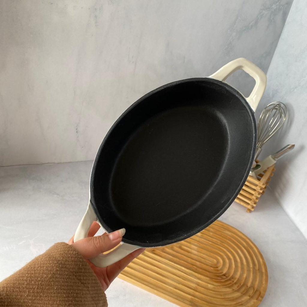 Poele En Fonte 24Cm Beige