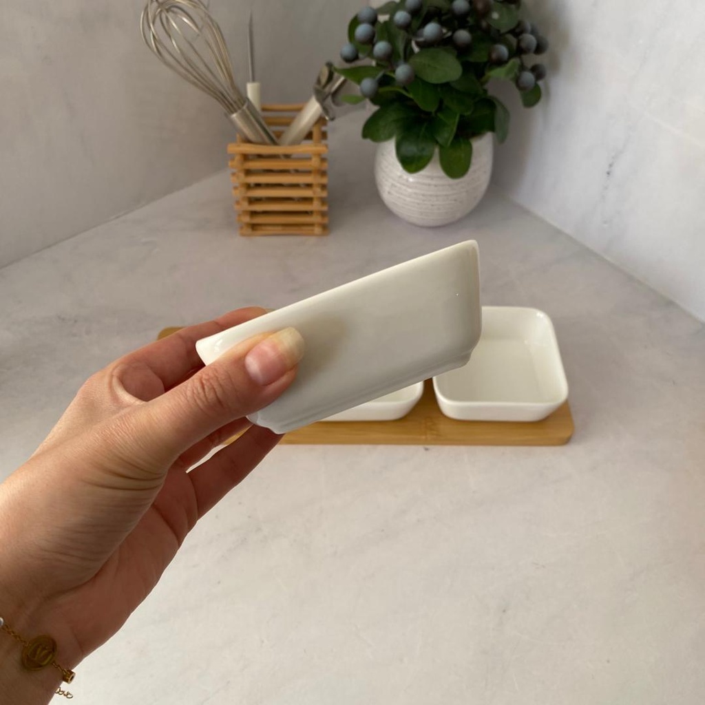 Set De 3 Coupelles Avec Plat En Bambou