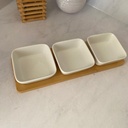 Set De 3 Coupelles Avec Plat En Bambou