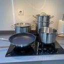 PACK TRADITION - Faitout Inox 23.5X13.3Cm - Casserole Inox 19.5X13Cm - Couscoussier Inox (6L) 20Cm - Poele Inox 28X5Cm
