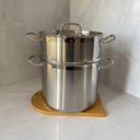 PACK TRADITION - Faitout Inox 23.5X13.3Cm - Casserole Inox 19.5X13Cm - Couscoussier Inox (6L) 20Cm - Poele Inox 28X5Cm