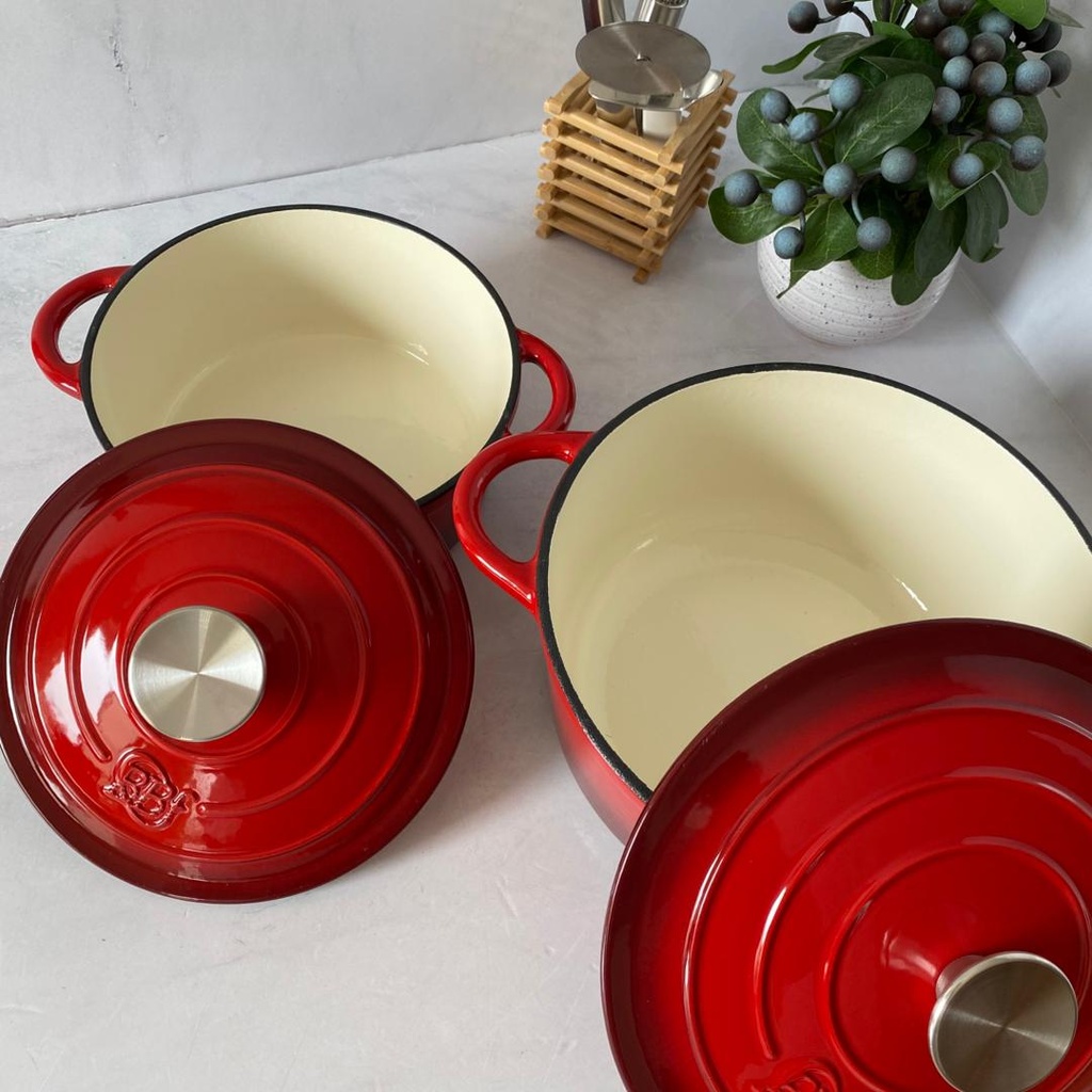 Marmite En Fonte 2Pcs Rouge