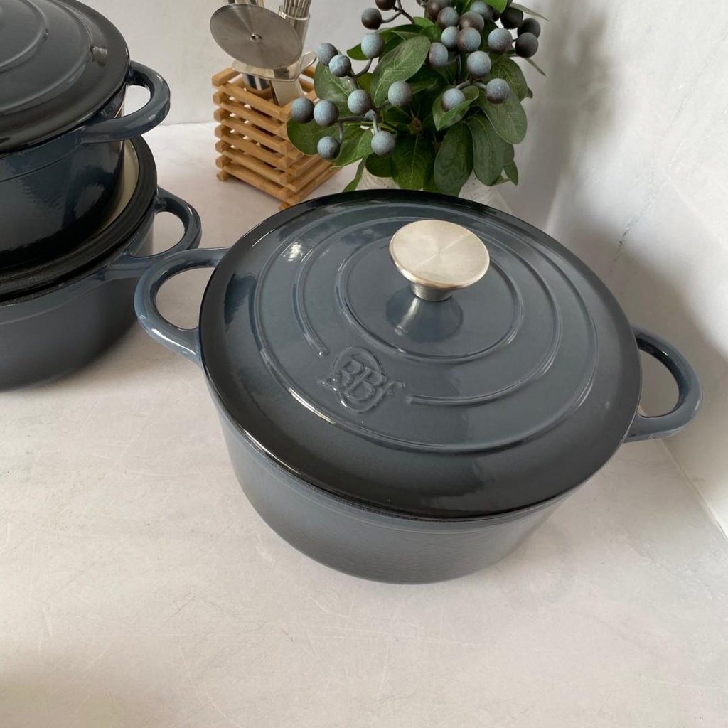 Marmite En Fonte 2Pcs Gris Fonce
