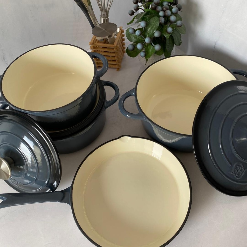 Marmite En Fonte 2Pcs Gris Fonce