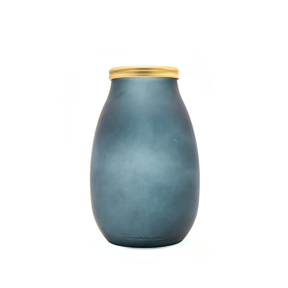 GOLD EDGE VASE 28CM BLEU PETROL