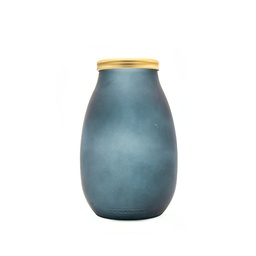 [5982F1132] Gold Edge Vase 28Cm Bleu Petrol