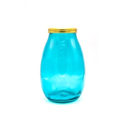 [5982F1133] Gold Edge Vase 28Cm Bleu Turquois