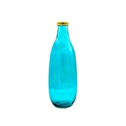 [5981F1133] Gold Edge Vase 40Cm Bleu Turquois