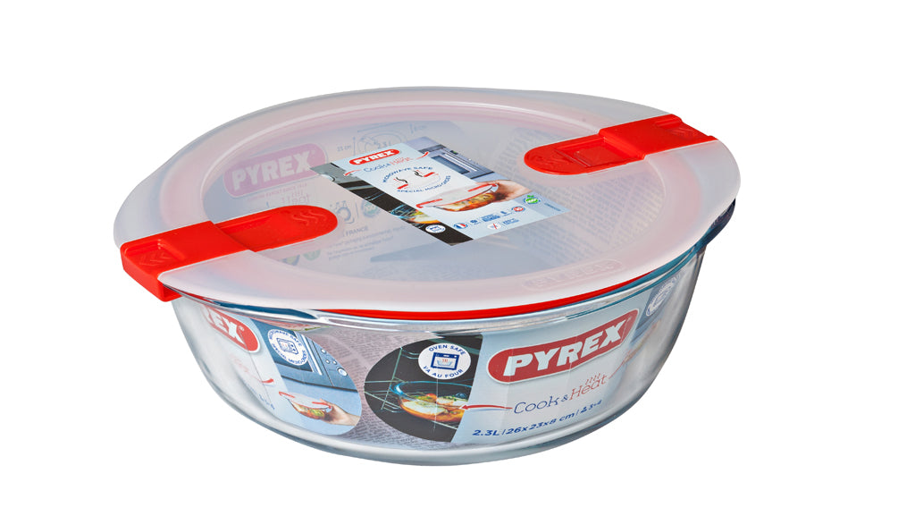 Pyrex Cook & Heat Plat Rond 26*23Cm Avec Couvercle