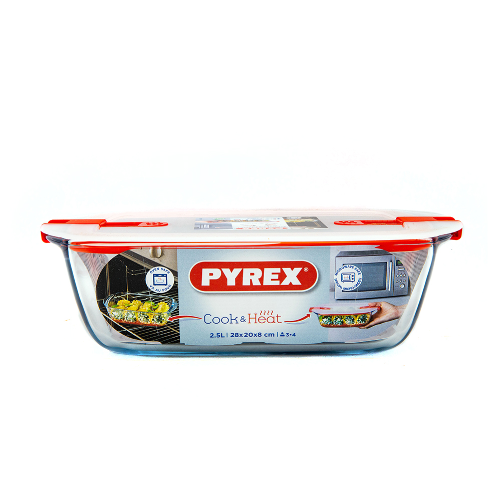 PYREX COOK & HEAT RECTONGULAIRE 28*20CM AVEC COUVERCLE