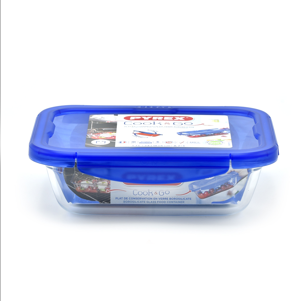 PYREX COOK & GO PLAT RECTANGULAIRE 25*19CM AVEC COUVERCLE