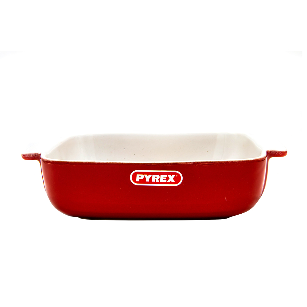 Pyrex Signature  Plat Carre 22Cm  Rouge