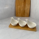 Set De 3 Coupelles Avec Plat En Bambou