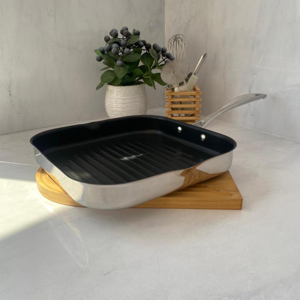 VOLUPTO POELE A GRILLE INOX 26.5X26.5X4CM