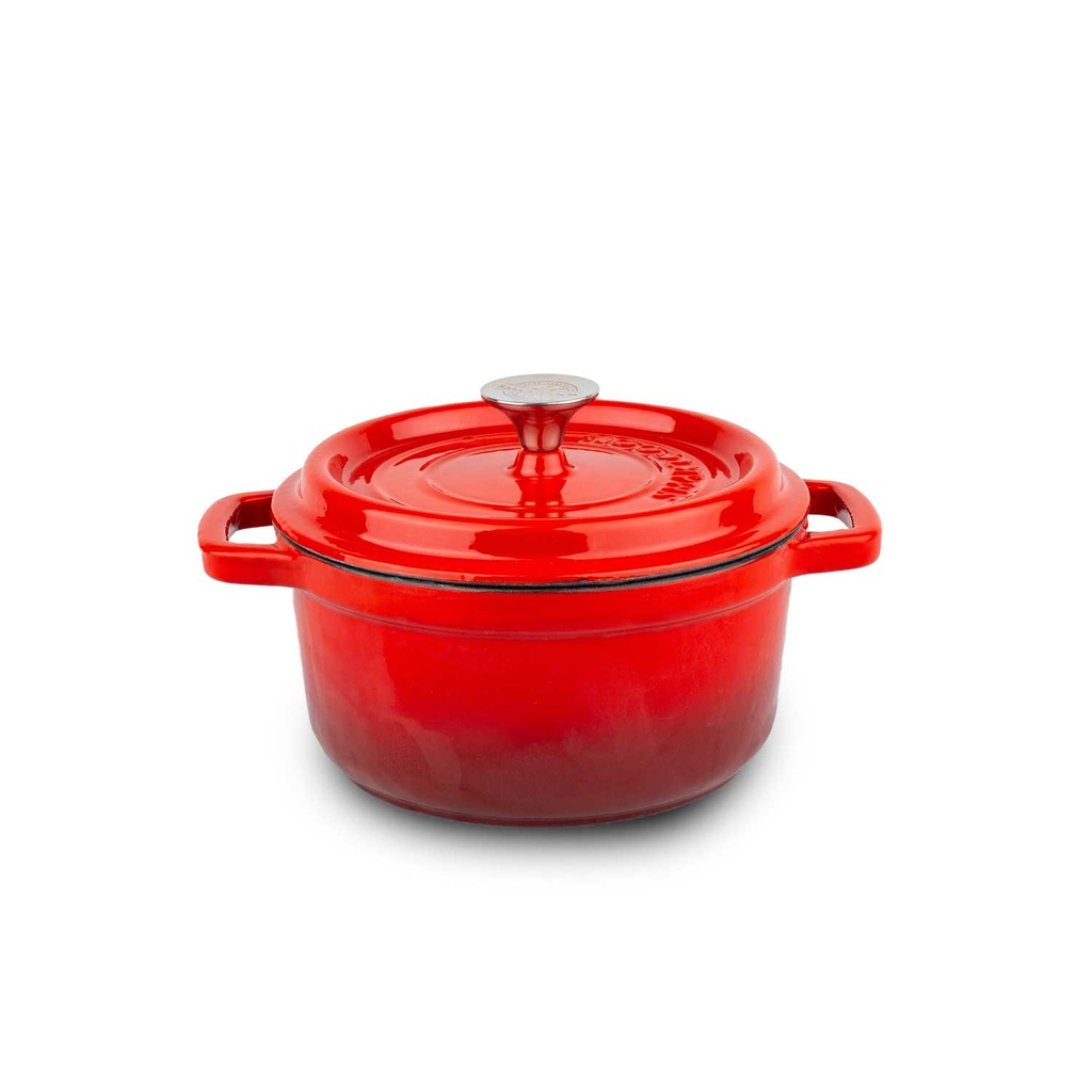 Cocotte Ronde En Fonte  20Cm Rouge