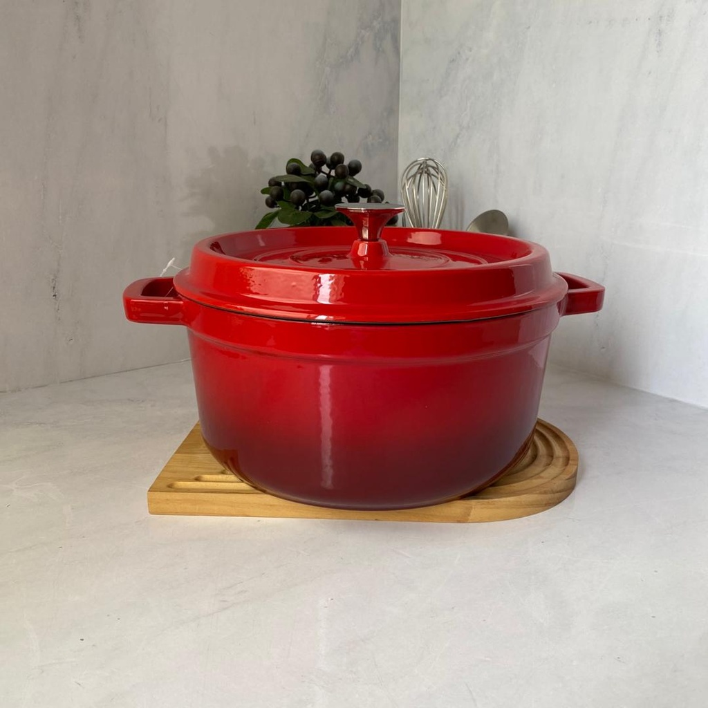 Cocotte Ronde En Fonte 28Cm Rouge