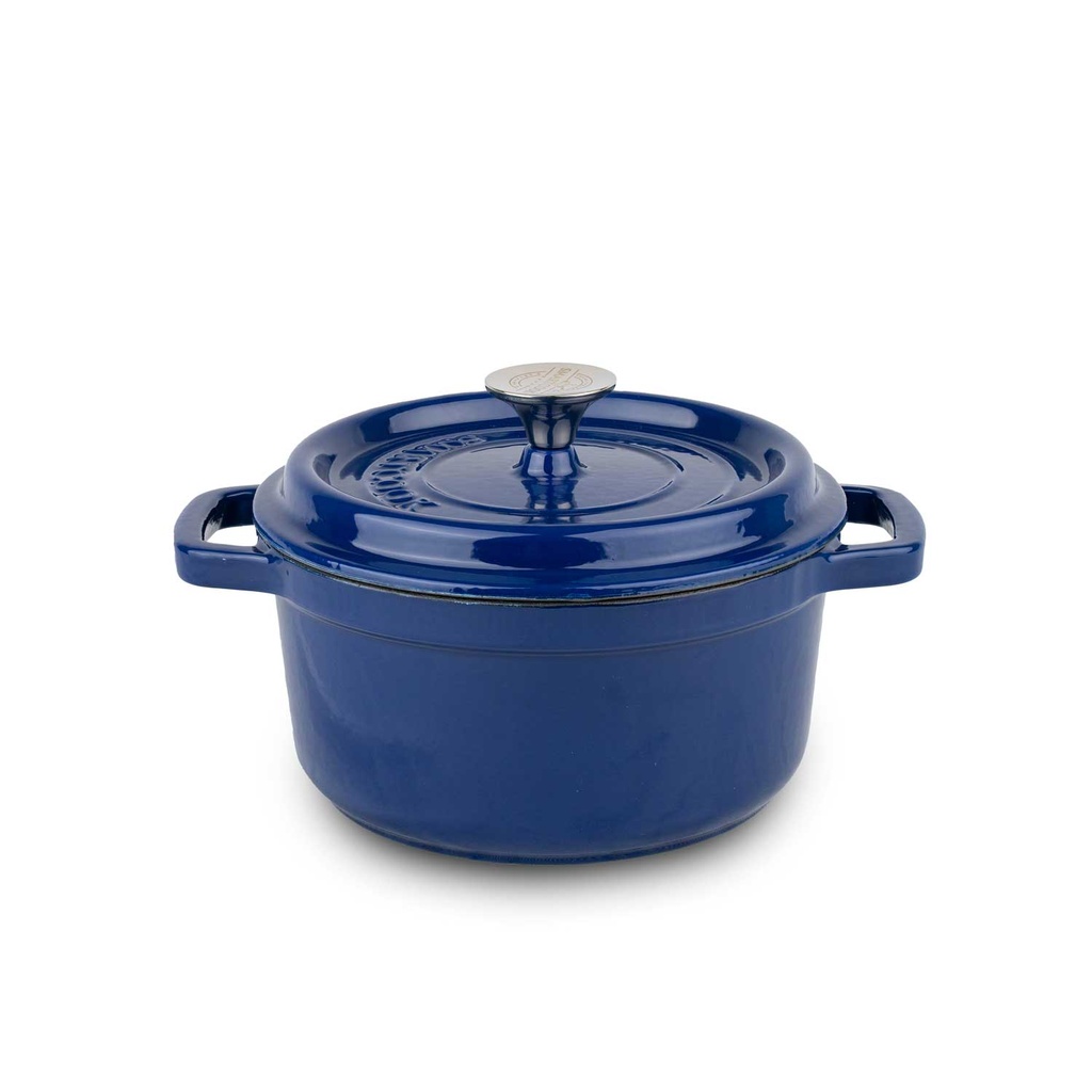 Cocotte Ronde En Fonte 28Cm Bleue