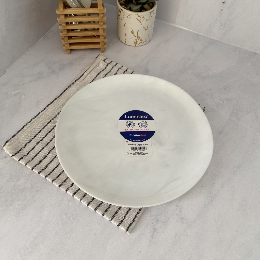 Diwali Blanc Marbre Assiette Plate 25  Cm