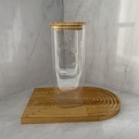 Bocal en verre carré 2000ml + couver bambou