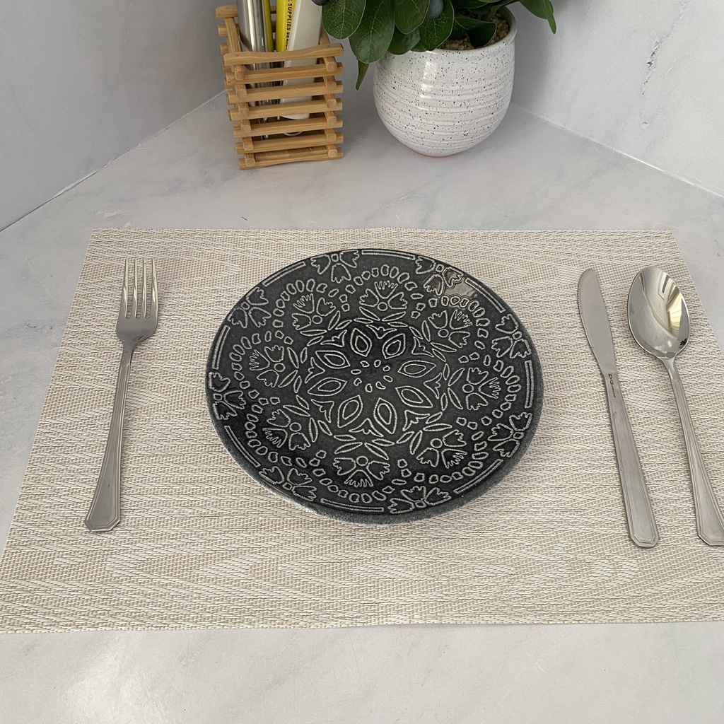 assiete dessert gres midnight /24