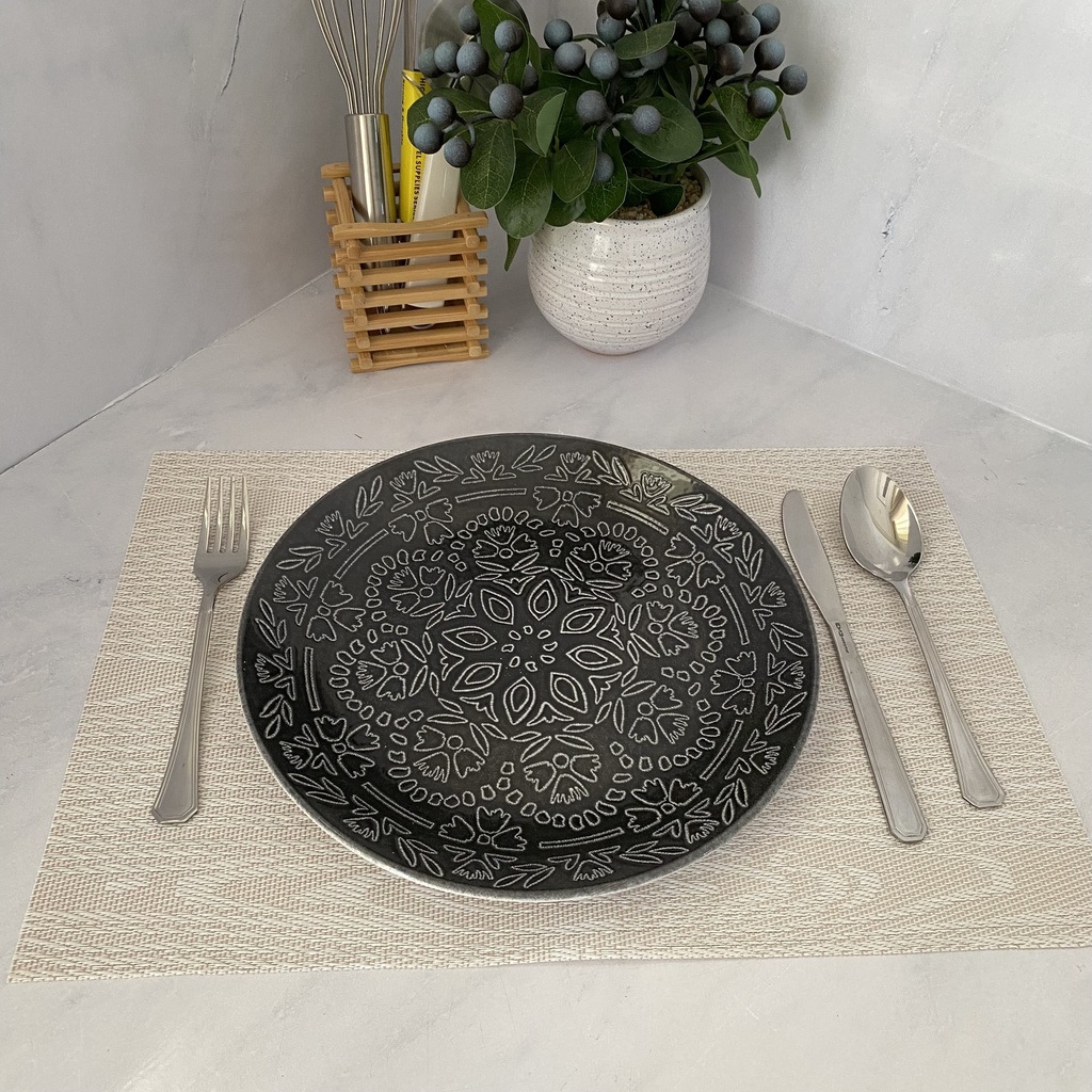 Assiette Plate Grise Midnight