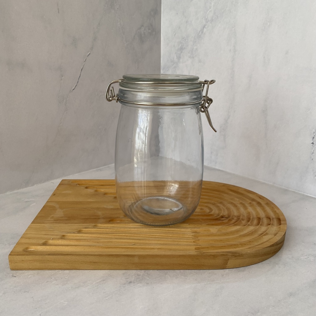 Bocal en verre rond  1000 ml + couver en verre