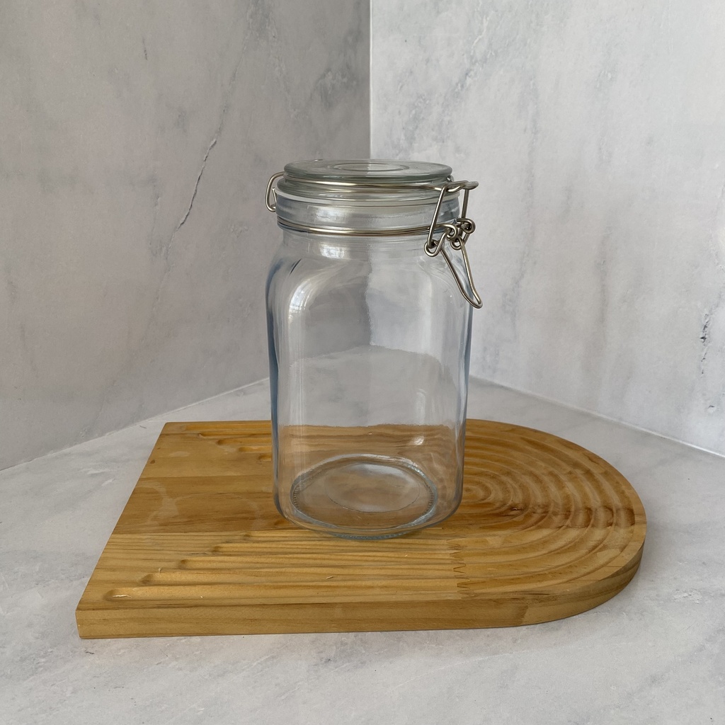 Bocal en verre carré 1500 ml + couver en verre