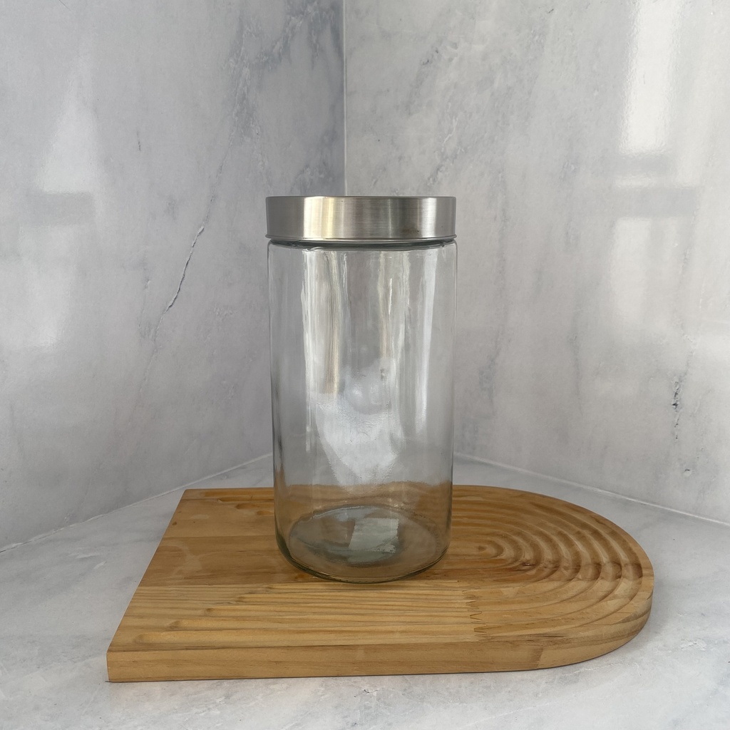 Bocal En Verre  1600 Ml + Couvercle En Acier Inoxydable