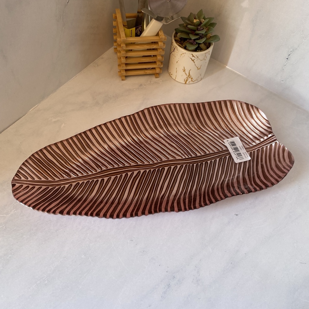 AK assiette 42 LEAF-METALLIC BROWN TEXTURE - COATED  METALLIC PINK